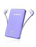 Alongza Ultra Compact External Battery Charger, 6000mAh Portable Charger Power Bank with Built in Cables, Lightweight Battery Backup Cell Phone Charger Compatible with Phone and Android Devices