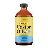 Us Naturals 16oz Organic Castor Oil – Glass Bottle – USDA Certified Organic & Non-GMO – 100% Pure, Cold-pressed, Unrefined, Hexane-free – Premium Glow-Boosting Oil for Skin, Hair, Lashes, Nails & More