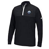 adidas Edmonton Oilers NHL Men's Adi Golf Black Fashion 1/4 Zip Layering Climawarm Pullover Jacket (Small)