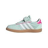 adidas Breaknet Sleek Elastic Lace & Strap Sneaker, Halo Mint/White/Lucid Pink, 2.5 US Unisex Little Kid