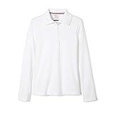 French Toast Girls Size' Uniform Long Sleeve Polo with Picot Collar (Standard & Plus), White, 18/20 Plus