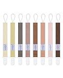 Babygoal Pacifier Clips 8 Pack, Pacifier Holder Clips for Baby Boys and Girls Fits for Most Pacifier, Binkie Styles & Baby Teethers & Toys and Gift-Neutral Color 8PS44