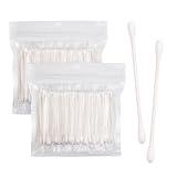 Cotton Swabs, Individually Wrapped Cotton Buds, Bulk Cotton Tip Applicator Bulk Travel Makeup Qtips Suitable for Ear, Beauty Care, Cleaning, Make-Up 200 Count (Double Round Thick Cotton Buds)