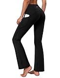 BUBBLELIME 29"/31"/33"/35" 4 Styles Women's Tummy Control Bootcut Yoga Pants - Side Pockets_JetBlack XXL-33 Inseam