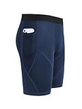 PINDODA Compression Shorts for Men Athletic Workout Underwear Running Gym Spandex Baselayer Boxer Briefs Blue