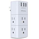 USB Multi Plug Outlet Extender - YISHU Surge Protector with Rotating Plug, 6 AC Plug Extender with 3 USB Ports, 3-Sided Swivel Power Strip Best Ideal Stocking Stuffers for Adults