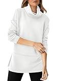 WIHOLL Sweatshirt for Women Long Sleeve White Tshirts Shirts Air Essentials Fall Clothes Turtleneck Tunic L