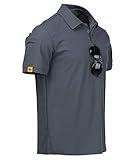 ZITY Mens Polo Shirt Short Sleeve Sports Tactical T-Shirt Athletic Golf Polos Daily Casual Stylish Collared Shirts for Men Grey X-Large