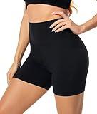 FULLSOFT High Waisted Biker Shorts for Women-5" Tummy Control Fitness Athletic Workout Running Yoga Gym Soft Shorts (Black,Small-Medium)