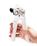 Can Opener Manual, Can Openers Hand Held with Comfort Anti-Slip Handles, Heavy Duty Stainless Steel Can Opener Smooth Edge and Bottle Openers, Easy Turn Can Openers for Seniors, Kitchen, White