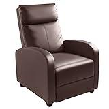 Homall Recliner Chair, Recliner Sofa for Adults, Recliners Home Theater Seating with Lumbar Support, Reclining Sofa Chair for Living Room (Leather, Brown)