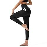 Leggings with Pockets for Women High Waisted Tummy Control Yoga Pants for Workout Running No Front Seam Black