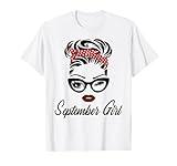 September Girl Wink Eye Woman Face Born on Autumn Birthday T-Shirt