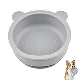 Non-Slip Cat Bowls 2-Pack - No Spill Water Bowl for Indoor Cats & Puppies with Suction Base, Anti-Tip Grey Pet Food Bowls