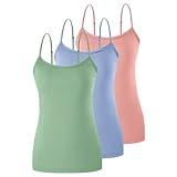 BAMBOO COOL Women's Lingerie Camisoles Tanks Top Spaghetti Strap Tank Tops and Slim-Fit Cami Undershirts 3 Pack