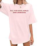 Lesbian Pride Shirt Women I Just Look Straight LGBT Tshirt Gay Pride Month Tee Funny Letter Print Casual Tops Pink-a