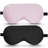 BeeVines Sleep Mask, 2 Pack 100% Real Natural Pure Silk Eye Masks with Adjustable Strap for Sleeping, Mulberry Silk Eye Sleep Shade Cover, Block Light Reduces Puffy Eyes Traveling Gifts