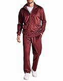 COOFANDY Velour Tracksuit Men Mock Neck Long Sleeve Mens Suits Athletic Fit 2 Piece Cheap Jogging Suits Mens Zip Up Jacket