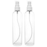 BRIGHTFROM Fine Mist Spray Bottles 8 OZ, Empty Refillable Containers - Essential Oils, Disinfectant Spray, Water 2 PACK (Clear, White Mist)