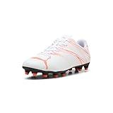 PUMA Men's Attacanto Firm, Artificial Ground Soccer Cleat Sneaker, White-Glowing Red, 9.5