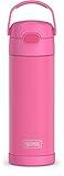 THERMOS FUNTAINER 16 Ounce Stainless Steel Vacuum Insulated Bottle with Wide Spout Lid, Neon Pink