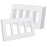 CML 4-Gang Matte White Decorator Screwless Wall Plates, 4 Pack Child Safe Light Switch Covers, Standard Size 4.68” X 8.34”, Scratch and Impact Resistant, Hidden Screws, Polycarbonate