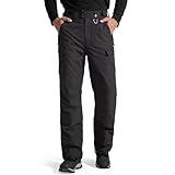 FREE SOLDIER Men's Waterproof Snow Insulated Pants Winter Skiing Snowboarding Pants with Zipper Pockets (Black Medium(34-36)/32L)