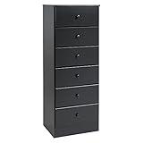 Prepac Astrid Tall Black Dresser: 16"D x 20"W x 52"H, 6-Drawer Chest for Bedroom by Prepac - Perfect Chest of Drawers for Ample Storage