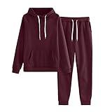 Cyber of Monday Deals 2024 Womens 2 Piece Sweatsuit Long Sleeve and Pants Lounge Set Athletic Tracksuit Wine