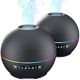 THIMONES 2 Pack Essential Oil Diffusers for Home - 200ml Aromatherapy Diffuser with 4 Timers & 7 Colors Night Lights, 20dB Quiet Working for 10 Hours, Auto Shut-Off