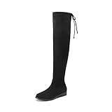 DREAM PAIRS Women's Thigh High Boots Low Block Heel Casual Fashion Over the Knee Boots,Size 8.5,Black-Suede,SDOB2402W