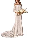 Lace Beach Wedding Dresses for Bride 2025 Bohemian Bridal Dress Wedding Gowns for Women Ivory Boho Wedding Dress Size 14