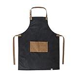 Foster & Rye Grilling Apron with Pocket, Canvas Apron for Men with Adjustable Strap, BBQ & Grill Accessories for Indoor & Outdoor Cooking, 35" x 26.75", Black