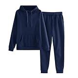 Prime Big Deal Days October 10-11 Sweatshirt Sets For Women 2024 Long Sleeve Sweatshirt Jogging Pants Sets 2 Piece Outfits Sweatpants And Hoodie Set Fall Winter Y2K Clothing Dark Blue-B Large