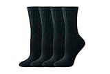 Amazon Essentials Women's Cotton Cushioned Performance Work Crew Sock, 4 Pairs, Black, 6-9