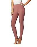 Conceited Stretch Ponte Pants for Women - Dressy Leggings - High Waist Shaping Butt Lifting Dusty Pink - Large-X-Large