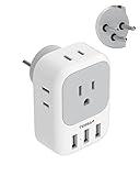 TESSAN Israel Power Adapter, US to Israel Travel Adaptor with 4 Outlets and 3 USB Charging Ports, Type H Plug