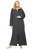 Dreams & Co. Plus Size Petite Long Hooded Fleece Sweatshirt Robe - 5X, Heather Charcoal