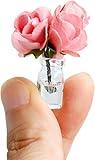 Mini Dollhouse Miniature Vase Micro Landscape Colorful Flower Glass Bottle Miniature Decoration for 1:12 Scale Dollhouse Scene Props Décor Accessoriesecor (Pink)