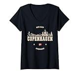 Womens Vintage Copenhagen Denmark Travel Copenhagen Tour V-Neck T-Shirt