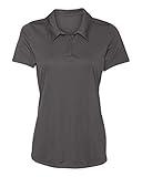 Animal Den Women's Dry-Fit Golf Polo Shirts 3-Button Golf Polo's in 20 Colors XS-3XL Shirt Graphi-L Graphite