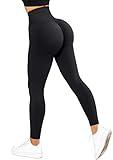 RXRXCOCO Womens Seamless Butt Lifting Leggings High Waisted Yoga Pants Tummy Control Workout Leggings Compression Tights Black Medium