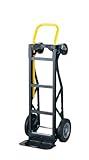 Harper Trucks PGDY8635P 700 lb Capacity Glass Filled Nylon Convertible Hand Truck and Dolly with 10" Flat-Free Solid Rubber Wheels,Black with Yellow Handle