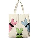 Dlzdn Easter Bunny Canvas Tote Bag For Women Aesthetic Funny Peeps Rabbit Tote Bag Shopping Grocery Bag Beach Bag Gifts for Women Teacher Bag Reusable Grocery Bag