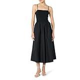 The Drop Women’s Robyn Mixed Media Spaghetti Strap Midi Dress, Black, XS