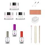 SNS Nail Dip Powder & Dip Essentials Nail Color Kit, DIY Starter Bundle (Pink & White) - Foundation Powder, Dip Activator & Top Coat, Brushes, Cuticle Pusher, Nail File, Buffer, & French Dip Mold