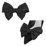 Satin Bow Shoe Clips Solid Color Dots Shoe Clips Elegant Wedding Party Shoes Decoration Bag Clothing Hair Accessories 2 Pcs Black