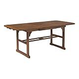 Walker Edison Maui Modern Solid Acacia Wood Slatted Patio Dining Table, 78 Inch, Dark Brown