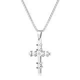 Jekvill Cross Necklace for Women and Men with Shiny Zirconia Stones Ideal for Christian Gifts Baptism Easter Basket Fillers First Communion Cross Chain and Pendant for Faith and Spirituality