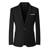 Mylldey Men's Blazers Slim Fit Business Casual Suit Men Sport Coat One Button Travel Blazer Lightweight Suit Jacket(Black-L)
